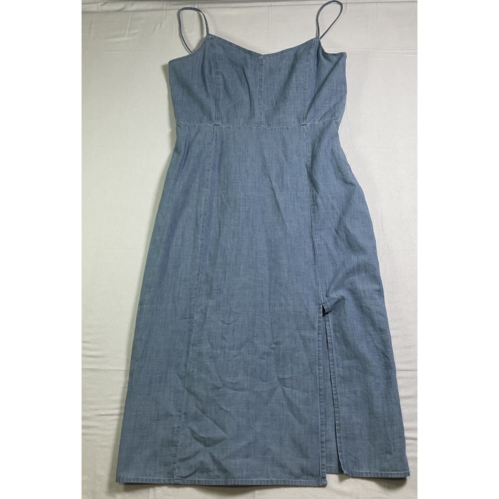 J.CREW NWT 100% Cotton Women's Chambray Slip Blue Midi Dress sz 12 trendy 643